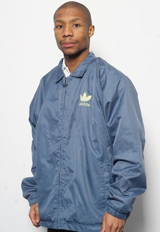 VINTAGE ADIDAS LOGO COLLARED JACKET BLUE