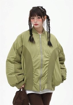 Drop shoulder bomber jacket grunge high fashion puffer green