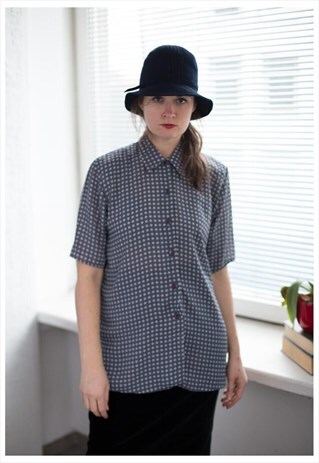 VINTAGE 80'S BLUE PATTERNED SHORT SLEEVED SHIRT