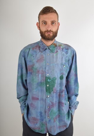 VINTAGE SILK FESTIVAL SHIRT SIZE L (1307)