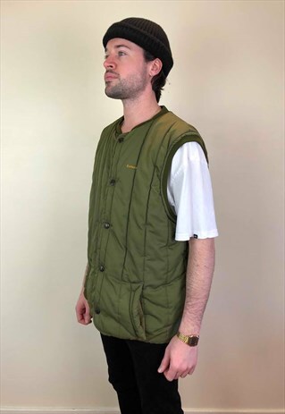 VINTAGE 90S BARBOUR PADDED GILET KHAKI LARGE