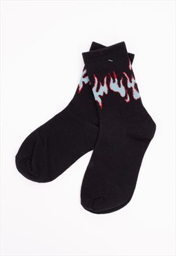 New Black and Blue Flame Pattern Socks