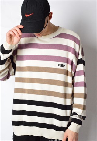 VINTAGE 90S BEIGE STRIPED SWEATSHIRT