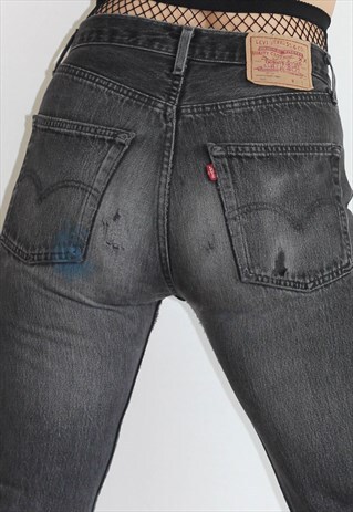 VINTAGE 80'S 501 HIGH WAIST DISTRESSED FADED BLACK LEVI'S