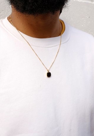 OBSIDIAN AND GOLD VERMEIL PENDANT
