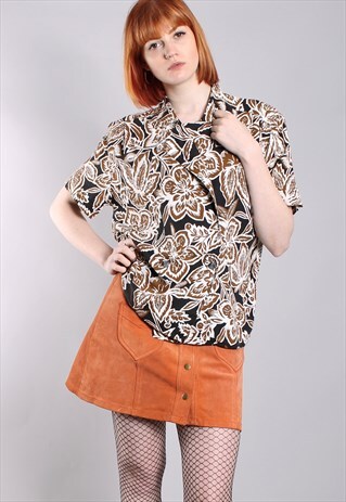 VINTAGE 80S HAWAIIAN PATTERNED BLOUSE