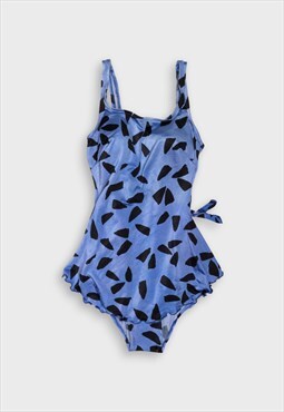 Printed blue one-piece swimsuit