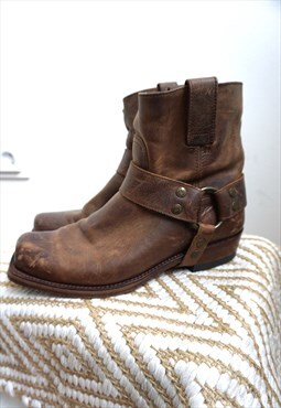 Vintage Genuine Leather Cowboy / Biker / Western Boots Shoes