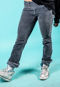 Vintage Boot Cut Jeans in Grey Corduroy