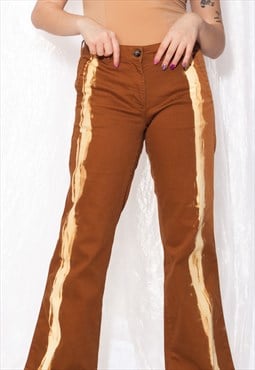 Vintage Flare Trousers Y2K Reworked Hand Painted Pants