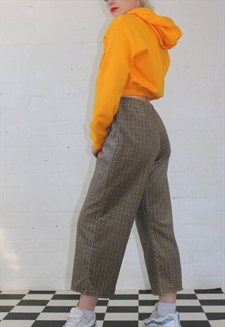 VELVET CULOTTES IN MUSTARD CHECK