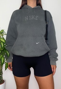 Vintage Nike Grey 90s Spell Out Hoodie 