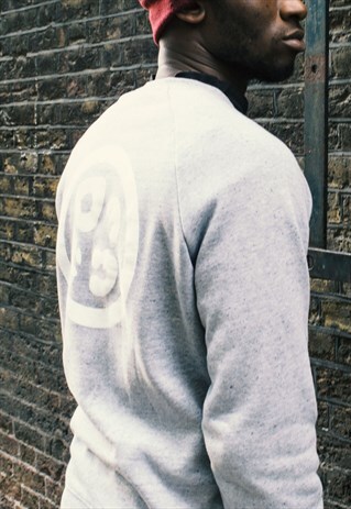 RAGLAN SWEATSHIRTS IN SPECKLED GREY ORGANIC LOGO BACKPRINT