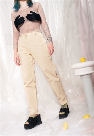 VINTAGE JEANS 90S BAROQUE GOLDEN PASTEL TAPERED DENIM PANTS
