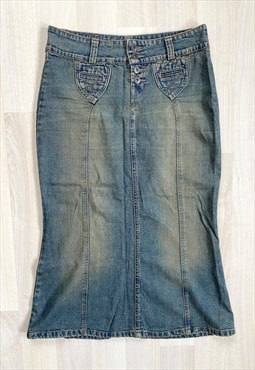Vintage 90's/Y2K Denim Midi Skirt