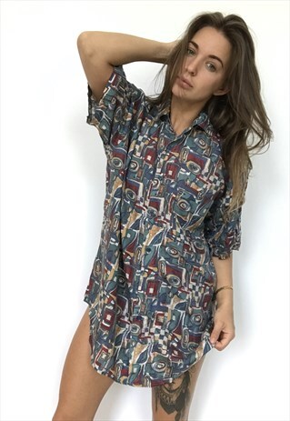 PATTERNED OVERSIZED RETRO VINTAGE UNISEX FESTIVAL SHIRT
