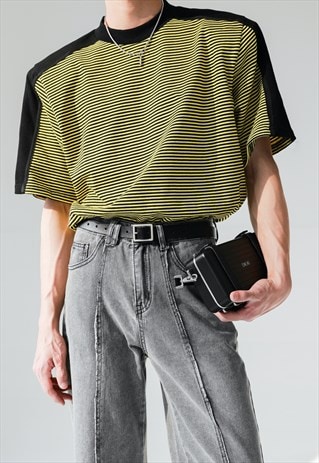 Men's Premium Shoulder Pad Striped T-Shirt S VOL.4