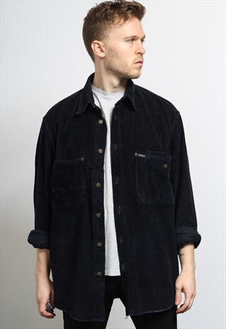 VINTAGE CORDUROY CORD SHIRT BLUE