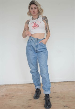 VINTAGE 90S MOM JEANS DENIM IN BLUE WASH