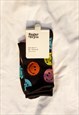 NEON RAINBOW ALL OVER SMILEY FACE PRINT SOCKS