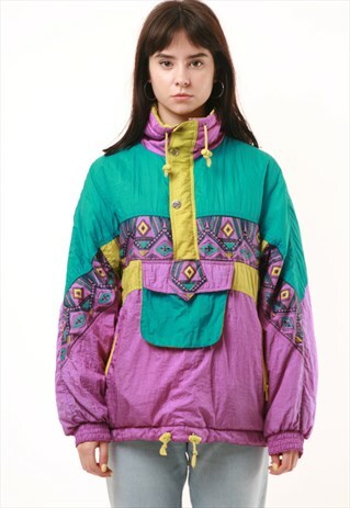90S VINTAGE MULTI ANORAK ABSTRACT PRINT JACKET 769