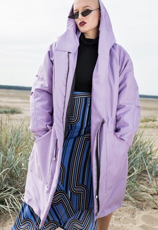 WARM WINTER LONGLINE COAT IN LILAC