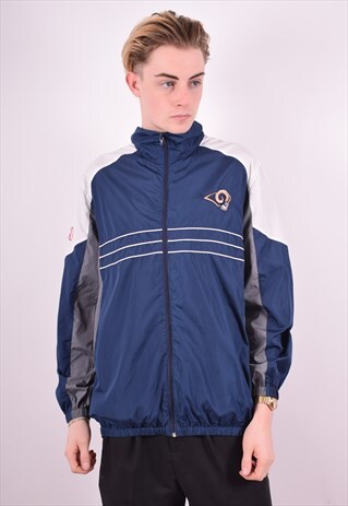 NFL MENS VINTAGE TRACKSUIT TOP JACKET LARGE BLUE 90'S