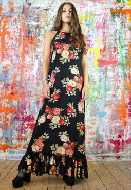 Floral Maxi Dress with Frill