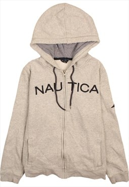 Vintage 90's Nautica Hoodie Spellout Full Zip Up Grey XLarge