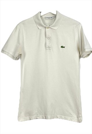 VINTAGE LACOSTE POLO SHIRT IN WHITE XS
