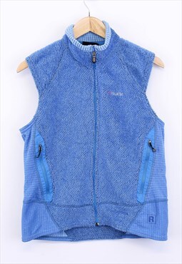 Vintage Fleece Gilet Blue Sleeveless Zip Up With Pockets 