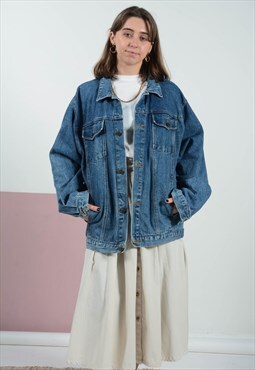 Vintage 90s Denim Jacket Oversize Blue Size M