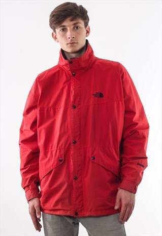 VINTAGE THE NORTH FACE GORE TEX SHELL WINDBREAKER 90S RED