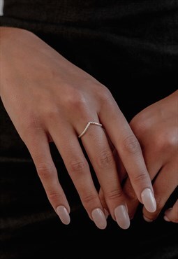 Sparkle Cut Wishbone Ring Sterling Silver