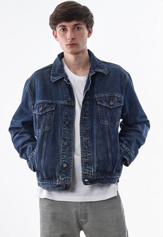 VINTAGE WRANGLER TRUCKER 90S BLUE DENIM JEANS