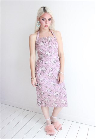 VINTAGE 50S PURPLE FLORAL TWO PIECE DRESS & JACKET