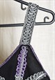 VINTAGE 90S BLACK PURPLE MESH SILVER FLOWER RETRO STYLE TOP