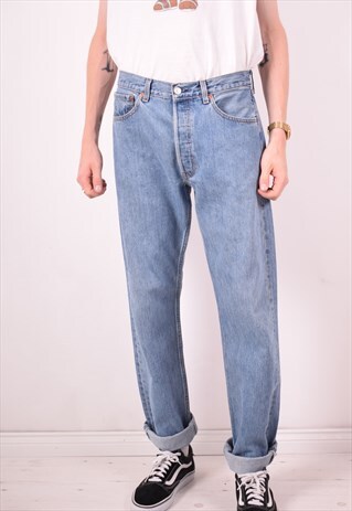 LEVI'S 501 MENS VINTAGE JEANS W33 L35 BLUE 90S