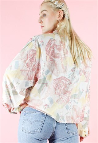 VINTAGE 90S SHIRT PASTEL CREAM PINK PHARAONIC