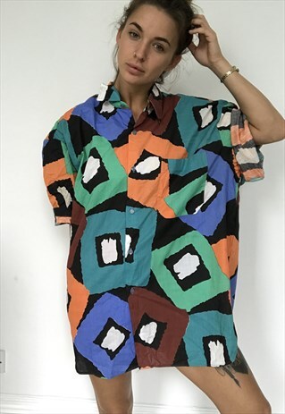 PATTERNED OVERSIZED RETRO VINTAGE UNISEX FESTIVAL SHIRT