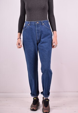 LEE WOMENS VINTAGE JEANS W30 L30 NAVY BLUE 90'S