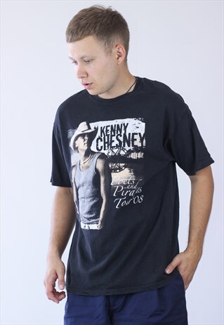 VINTAGE MENS KENNY CHESNEY TOUR BIG LOGO T-SHIRT