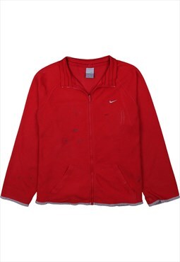 Vintage 90's Nike Fleece Jumper Swoosh Full Zip Up Red