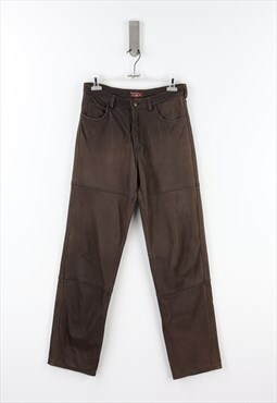 Marlboro Classic Regular Fit High Waist Leather Trousers - M