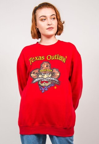 VINTAGE 90'S RED TEXAS OUTLAW SWEATSHIRT
