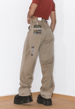 Deadstock 90s Dockers High Waist Wide Leg Cargo Pants Beige