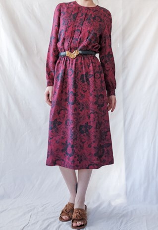 VINTAGE 80S PURPLE FLORAL DRESS
