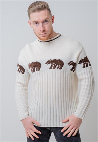 VINTAGE BEAR GRAPHIC SWEATSHIRT WHITE SMALL