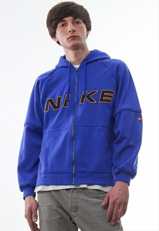 VINTAGE NIKE TRACKSUIT TRACK TOP HOODED 90S BLUE BIG LOGO