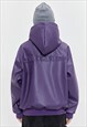 FAUX LEATHER HOODIE PU PULLOVER UTILITY PUNK JUMPER PURPLE
